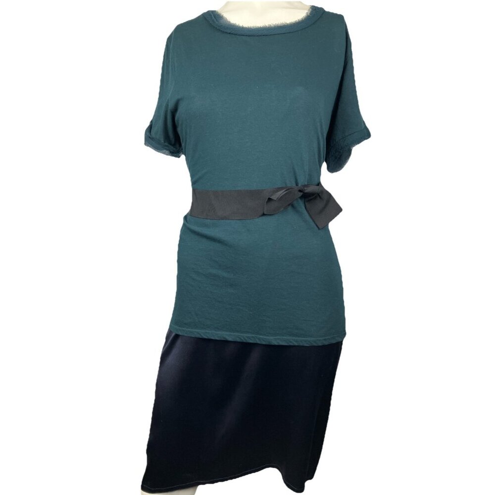 M UNIQUE Lanvin Paris T-shirt Peplum Dress Bow Waist Color block